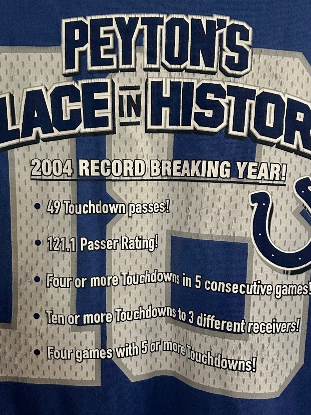 VTG NFL Men's XL Blue Peyton Manning 2004 Indianapolis Colts T-Shirt - Picture 5 of 6